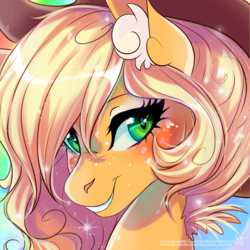 Size: 2449x2449 | Tagged: safe, artist:wilvarin-liadon, applejack, earth pony, pony, g4, bust, ear fluff, female, high res, looking at you, mare, portrait, solo
