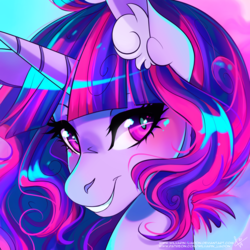 Size: 2449x2449 | Tagged: safe, artist:wilvarin-liadon, twilight sparkle, pony, g4, bust, female, high res, looking at you, mare, portrait, solo