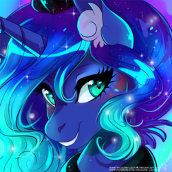 Size: 4000x4000 | Tagged: safe, artist:wilvarin-liadon, princess luna, alicorn, pony, g4, bust, ear fluff, female, looking at you, mare, portrait, solo