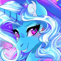 Size: 2449x2449 | Tagged: safe, artist:wilvarin-liadon, trixie, pony, unicorn, g4, bust, female, high res, looking at you, mare, portrait, solo