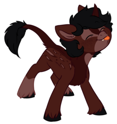 Size: 1956x2080 | Tagged: safe, artist:chub-wub, oc, oc only, oc:moonlily, dracony, hybrid, pony, unicorn, cute, eyes closed, fangs, female, filly, ocbetes, simple background, smiling, solo, tongue out, transparent background