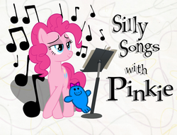 Size: 1006x768 | Tagged: artist needed, source needed, safe, edit, pinkie pie, g4, bedroom eyes, bow, endangered love, hair bow, lidded eyes, manatee, silly songs, silly songs with pinkie, song in the comments, title card, veggietales