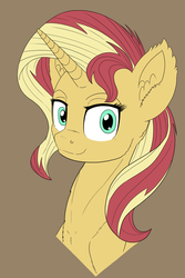 Size: 950x1425 | Tagged: dead source, safe, artist:alloco, sunset shimmer, pony, unicorn, g4, bust, female, looking at you, mare, solo