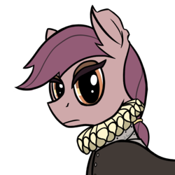 Size: 4000x4000 | Tagged: safe, artist:toastytop, chancellor puddinghead, pony, fanfic:the famine wars, g4, armor, bust, clothes, fanfic, female, portrait, ruff (clothing), simple background, solo, torn ear, transparent background