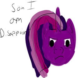 Size: 1000x1000 | Tagged: safe, artist:kulpa, twilight sparkle, pony, g4, bad, female, meme, not salmon, simple background, solo, son i am disappoint, terrible, wat