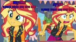 Size: 2560x1440 | Tagged: safe, sunset shimmer, equestria girls, equestria girls specials, g4, my little pony equestria girls: better together, my little pony equestria girls: rollercoaster of friendship, angry, before and after, cute, five nights at freddy's, it's not about the parakeet, rage, shimmerbetes, ultimate custom night