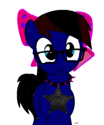 Size: 1000x1200 | Tagged: safe, oc, oc only, oc:skitzy, pony, 3d, female, glasses, gmod, looking at you, officer, simple background, solo, transparent background