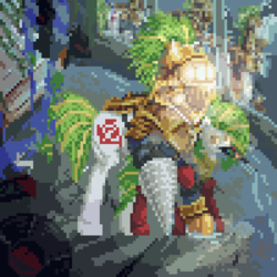 Size: 600x600 | Tagged: safe, artist:liniques, oc, oc only, oc:white night, big daddy, big sister, bioshock 2, brotherhood of nod, crossover, cutie mark, little sister, pixel art, rapture, rule 63, window