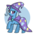 Size: 1200x1200 | Tagged: safe, artist:obake_kyu, trixie, pony, g4, blushing, cape, clothes, female, hat, looking at you, mare, simple background, solo, trixie's cape, trixie's hat