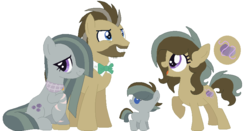 Size: 815x427 | Tagged: safe, artist:joystick12, artist:selenaede, doctor whooves, marble pie, time turner, oc, oc:hourglass, oc:warp stone, g4, base used, colt, doctormarble, female, filly, male, mare, shipping, simple background, smiling, stallion, straight, white background