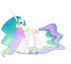 Size: 4824x4324 | Tagged: safe, artist:blackm3sh, edit, editor:slayerbvc, vector edit, princess celestia, alicorn, pony, g4, absurd resolution, accessory-less edit, bare hooves, bridle, female, looking back, mare, missing accessory, reins, simple background, solo, tack, transparent background, vector