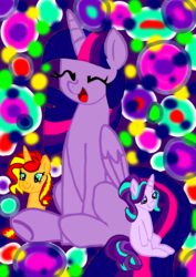 Size: 1000x1414 | Tagged: safe, starlight glimmer, sunset shimmer, twilight sparkle, alicorn, pony, g4, simple background, twilight sparkle (alicorn)