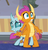 Size: 556x584 | Tagged: safe, screencap, ocellus, smolder, changedling, changeling, dragon, a matter of principals, g4, my little pony: friendship is magic, claws, dragon wings, dragoness, duo, fangs, female, horns, protecting, scared, teeth, wings