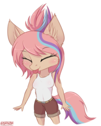 Size: 1218x1512 | Tagged: safe, artist:orang111, oc, oc only, oc:sweet skies, anthro, :p, cute, female, silly, tongue out