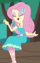 Size: 399x618 | Tagged: safe, screencap, fluttershy, equestria girls, equestria girls series, g4, text support, cute, eyes closed, eyeshadow, female, geode of fauna, magical geodes, makeup, open mouth, shyabetes, solo, text support: fluttershy
