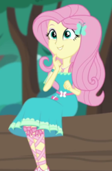 Size: 401x615 | Tagged: safe, screencap, fluttershy, equestria girls, g4, my little pony equestria girls: better together, text support, text support: fluttershy, cropped, female, geode of fauna, solo