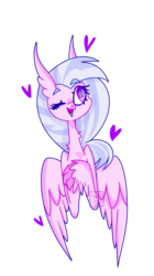 Size: 673x1200 | Tagged: safe, artist:motger-mor, silverstream, classical hippogriff, hippogriff, g4, female, heart, one eye closed, simple background, solo, transparent background