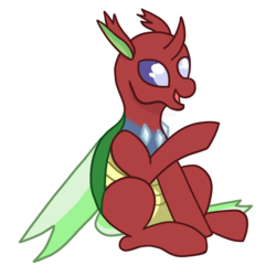 Size: 3000x3000 | Tagged: safe, artist:drewdru, oc, oc only, oc:wingbite, changedling, changeling, changeling oc, high res, male, simple background, sitting, solo, white background