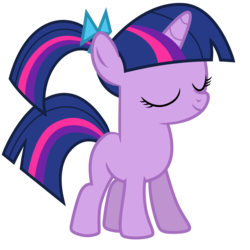 Size: 3358x3355 | Tagged: safe, artist:estories, artist:mamandil, artist:valcron, edit, editor:slayerbvc, vector edit, twilight sparkle, pony, unicorn, a canterlot wedding, g4, accessory swap, alternate hairstyle, bow, eyes closed, female, filly, filly twilight sparkle, hair bow, high res, ponytail, simple background, solo, transparent background, vector, younger