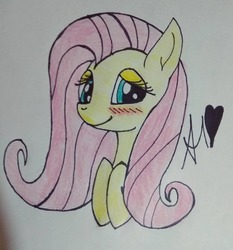 Size: 1080x1159 | Tagged: safe, artist:theshytype, fluttershy, pony, g4, female, solo, traditional art