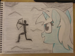 Size: 1400x1050 | Tagged: safe, artist:augjodo, lyra heartstrings, g4, atg 2018, cave painting, colored, humie, newbie artist training grounds, that pony sure does love humans, traditional art