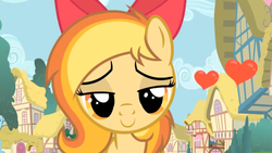 Size: 1334x750 | Tagged: safe, artist:reverse studios, oc, oc only, oc:sally candy, pony, bow, cute, female, filly, hair bow, lidded eyes, looking at you, ocbetes, pmv, show accurate, solo