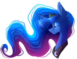 Size: 4199x3241 | Tagged: safe, artist:ri20, princess luna, alicorn, pony, g4, bust, eyes closed, female, flowing mane, mare, simple background, solo, transparent background