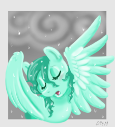 Size: 702x778 | Tagged: safe, artist:donkeyinthemiddle, medley, pony, g1, eyes closed, female, mare, rain, singing, solo, storm