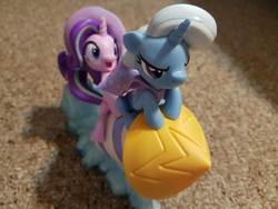 Size: 4032x3024 | Tagged: safe, starlight glimmer, trixie, g4, clothes, fan series, figurine, guardians of harmony, hat, irl, photo, rocket, toy, trixie's hat, trixie's rocket