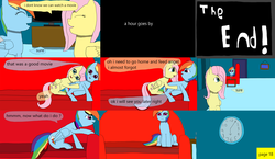 Size: 3648x2112 | Tagged: safe, artist:mellowbomb, fluttershy, rainbow dash, comic:calamity fateful, g4, 1000 hours in ms paint, comic, dialogue, high res