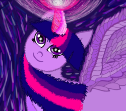 Size: 1600x1414 | Tagged: safe, artist:php185, twilight sparkle, alicorn, pony, g4, cute, female, happy, horn, magic, simple background, solo, twilight sparkle (alicorn), wings