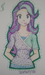 Size: 1536x2560 | Tagged: safe, artist:periwinkle-promises, starlight glimmer, human, g4, female, heart eyes, humanized, looking at you, signature, smiling, solo, traditional art, wingding eyes