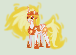 Size: 1092x788 | Tagged: safe, artist:dasucs, artist:mrtheamazingdude, daybreaker, pony, a royal problem, g4, my little pony: friendship is magic, armor, female, fire, fire hair, green background, simple background, solo