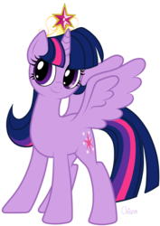 Size: 1221x1725 | Tagged: dead source, safe, artist:lisaorise, twilight sparkle, alicorn, pony, g4, big crown thingy, element of magic, female, jewelry, mare, regalia, simple background, smiling, solo, transparent background, twilight sparkle (alicorn)