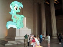 Size: 736x552 | Tagged: safe, lyra heartstrings, pony, g4, irl, lincoln memorial, lord, meme, photo, ponies in real life, president, sitting, sitting lyra