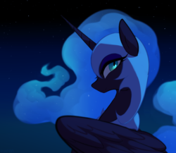 Size: 3000x2600 | Tagged: safe, artist:maren, nightmare moon, alicorn, pony, g4, armor, female, helmet, high res, looking at you, mare, night, night sky, simple background, sky, solo, wings