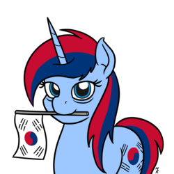 Size: 1280x1280 | Tagged: safe, artist:mkogwheel, pony, flag, korea, nation ponies, national liberation day of korea, ponified, simple background, solo, south korea, white background