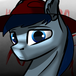 Size: 2000x2000 | Tagged: safe, artist:endelthepegasus, oc, oc only, oc:p-21, earth pony, pony, fallout equestria, fallout equestria: project horizons, fanfic art, hat, high res, looking at you, male, solo