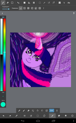Size: 800x1280 | Tagged: safe, artist:php185, twilight sparkle, alicorn, pony, g4, abstract background, art, cyrillic, glowing horn, horn, russian, starry eyes, twilight sparkle (alicorn), wingding eyes