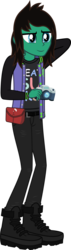 Size: 610x2140 | Tagged: safe, artist:lightningbolt, derpibooru exclusive, equestria girls, g4, .svg available, arm behind head, belt, boots, camera, clothes, drop dead clothing, equestria girls-ified, holding, jacket, jeans, male, pants, shoes, show accurate, simple background, solo, svg, tom sykes, transparent background, vector
