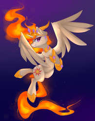 Size: 3900x5000 | Tagged: safe, artist:crystalfilth, nightmare star, alicorn, pony, g4, fangs, female, hoof shoes, mane of fire, mare