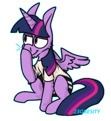 Size: 727x795 | Tagged: safe, artist:pony-puke, twilight sparkle, alicorn, pony, g4, boop, clothes, lidded eyes, pants, self-boop, shirt, simple background, sitting, spread wings, transparent background, twilight sparkle (alicorn), wings