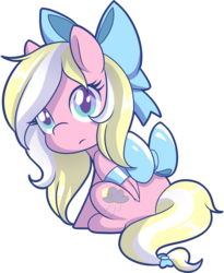 Size: 1482x1806 | Tagged: safe, artist:xwhitedreamsx, oc, oc only, oc:bay breeze, pegasus, pony, bound wings, bow, chibi, cute, female, hair bow, looking at you, looking back, looking back at you, mare, simple background, sitting, solo, tail bow, transparent background, ych result
