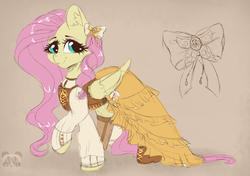 Size: 1700x1200 | Tagged: safe, artist:fanaticpanda, fluttershy, pegasus, pony, g4, clothes, female, mare, simple background, solo, steampunk