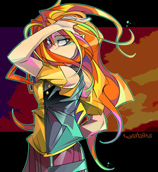 Size: 1600x1736 | Tagged: safe, artist:tyuubatu, sunset shimmer, equestria girls, g4, my little pony equestria girls: better together, clothes, equestria girls outfit, female, looking back, solo