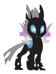 Size: 550x732 | Tagged: safe, artist:changelingtrash, oc, oc only, oc:identity crisis, changeling, changeling oc, fangs, simple background, solo, transparent background