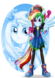 Size: 1600x2263 | Tagged: safe, artist:jucamovi1992, rainbow dash, equestria girls, g4, alternate hairstyle, clothes, female, ponied up, shoes, sneakers, solo, super ponied up, wings, zoom layer