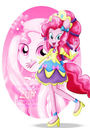 Size: 1600x2263 | Tagged: safe, artist:jucamovi1992, pinkie pie, equestria girls, g4, alternate hairstyle, clothes, female, high heels, open mouth, ponied up, raised leg, shoes, solo, super ponied up, zoom layer