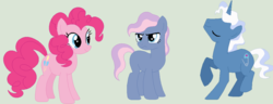 Size: 1024x394 | Tagged: safe, artist:honeydew001, pinkie pie, pokey pierce, oc, oc:sprinkle berry, earth pony, pony, g4, base used, female, mare, offspring, parent:pinkie pie, parent:pokey pierce, parents:pokeypie, ship:pokeypie, shipping, simple background, straight