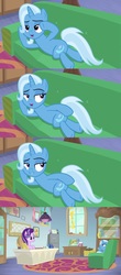 Size: 1884x4272 | Tagged: safe, screencap, starlight glimmer, trixie, pony, unicorn, g4, road to friendship, couch, desk, draw me like one of your french girls, female, lying down, mare, on side, out of context, school of friendship, starlight's office